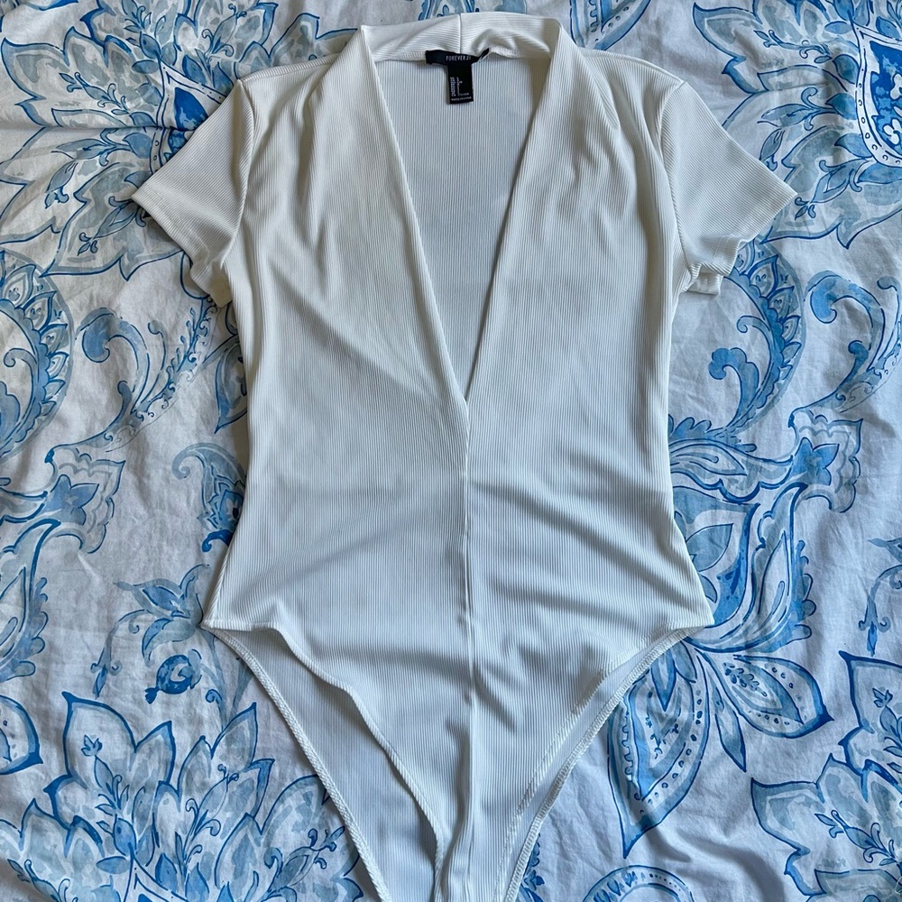 plunge neck basic ribbed bodysuit